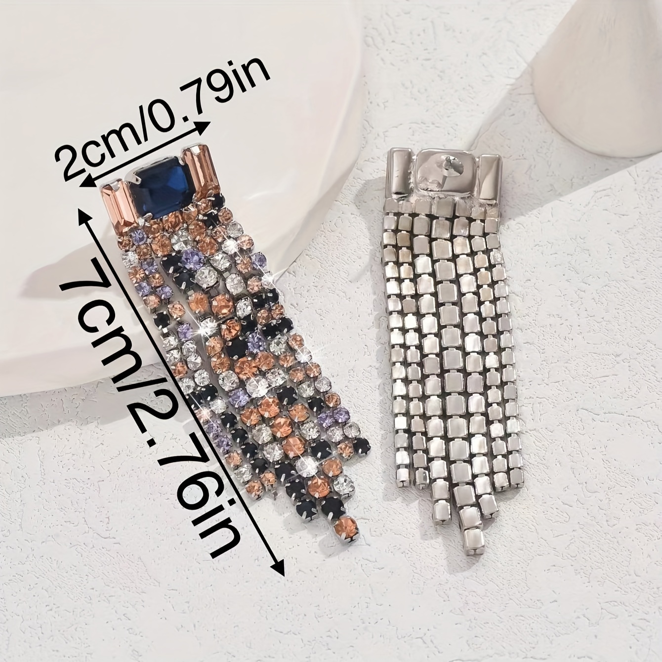 Sparkling Tassel Dangle Earrings with Rhinestones - Perfect for Weddings